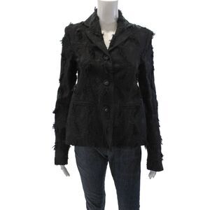 Jonathan Cohen Womens Cotton Textured Long Sleeve Lined Jacket Black Size S